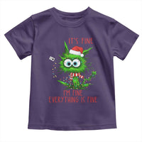 Funny Cat Green Christmas Toddler T Shirt It Is Fine I Am Fine Everything Is Fine - Wonder Print Shop