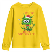 Funny Cat Green Christmas Youth Sweatshirt It Is Fine I Am Fine Everything Is Fine - Wonder Print Shop
