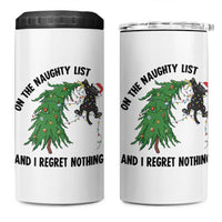Funny Black Cat Christmas 4 in 1 Can Cooler Tumbler On the Naughty List And I Regret Nothing - Wonder Print Shop