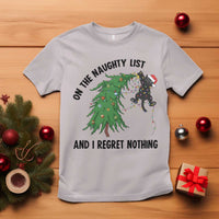 Funny Black Cat Christmas T Shirt On the Naughty List And I Regret Nothing - Wonder Print Shop