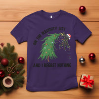 Funny Black Cat Christmas T Shirt On the Naughty List And I Regret Nothing - Wonder Print Shop