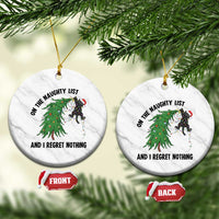 Funny Black Cat Christmas Ceramic Ornament On the Naughty List And I Regret Nothing - Wonder Print Shop