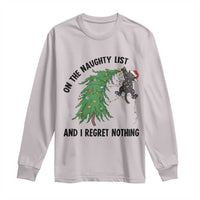 Funny Black Cat Christmas Long Sleeve Shirt On the Naughty List And I Regret Nothing - Wonder Print Shop
