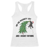 Funny Black Cat Christmas Racerback Tank Top On the Naughty List And I Regret Nothing - Wonder Print Shop