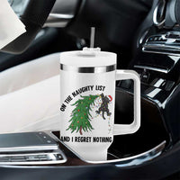 Funny Black Cat Christmas Tumbler With Handle On the Naughty List And I Regret Nothing - Wonder Print Shop