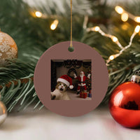 Funny Cat With Santa Selfie Christmas Ceramic Ornament - Wonder Print Shop
