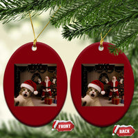 Funny Cat With Santa Selfie Christmas Ceramic Ornament - Wonder Print Shop