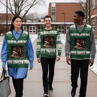 Funny Cat With Santa Selfie Xmas V-Neck Knit Sweater Vest - Wonder Print Shop