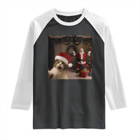 Funny Cat With Santa Selfie Christmas Raglan Shirt - Wonder Print Shop