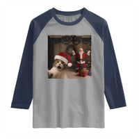 Funny Cat With Santa Selfie Christmas Raglan Shirt - Wonder Print Shop