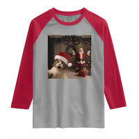 Funny Cat With Santa Selfie Christmas Raglan Shirt - Wonder Print Shop