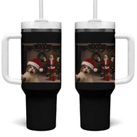 Funny Cat With Santa Selfie Christmas Tumbler With Handle - Wonder Print Shop