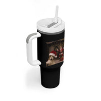 Funny Cat With Santa Selfie Christmas Tumbler With Handle - Wonder Print Shop