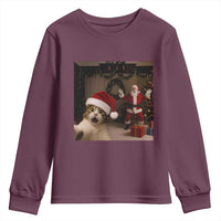 Funny Cat With Santa Selfie Christmas Youth Sweatshirt - Wonder Print Shop