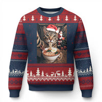 Funny Cat Ramen Selfie With Santa Xmas Ugly Christmas Sweater - Wonder Print Shop