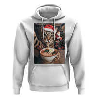 Funny Cat Ramen Selfie With Santa Christmas Hoodie - Wonder Print Shop