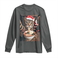 Funny Cat Ramen Selfie With Santa Christmas Long Sleeve Shirt - Wonder Print Shop