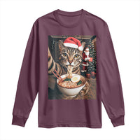 Funny Cat Ramen Selfie With Santa Christmas Long Sleeve Shirt - Wonder Print Shop