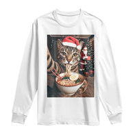Funny Cat Ramen Selfie With Santa Christmas Long Sleeve Shirt - Wonder Print Shop