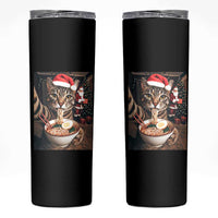 Funny Cat Ramen Selfie With Santa Christmas Skinny Tumbler - Wonder Print Shop