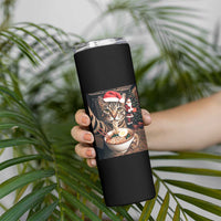 Funny Cat Ramen Selfie With Santa Christmas Skinny Tumbler - Wonder Print Shop