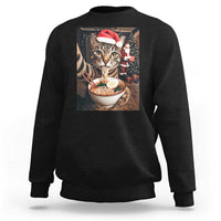 Funny Cat Ramen Selfie With Santa Christmas Sweatshirt - Wonder Print Shop