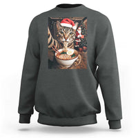 Funny Cat Ramen Selfie With Santa Christmas Sweatshirt - Wonder Print Shop