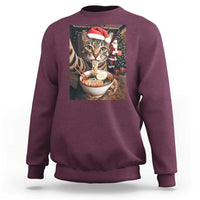 Funny Cat Ramen Selfie With Santa Christmas Sweatshirt - Wonder Print Shop