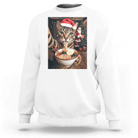 Funny Cat Ramen Selfie With Santa Christmas Sweatshirt - Wonder Print Shop