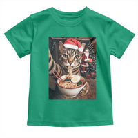 Funny Cat Ramen Selfie With Santa Christmas Toddler T Shirt - Wonder Print Shop