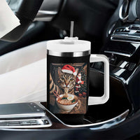Funny Cat Ramen Selfie With Santa Christmas Tumbler With Handle - Wonder Print Shop
