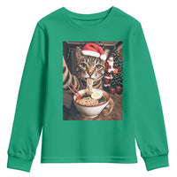 Funny Cat Ramen Selfie With Santa Christmas Youth Sweatshirt - Wonder Print Shop