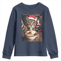 Funny Cat Ramen Selfie With Santa Christmas Youth Sweatshirt - Wonder Print Shop