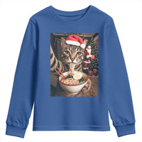 Funny Cat Ramen Selfie With Santa Christmas Youth Sweatshirt - Wonder Print Shop