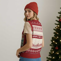 Cat Ramen Xmas V-Neck Knit Sweater Vest Japanese Kawaii Retro Cats Manga - Wonder Print Shop