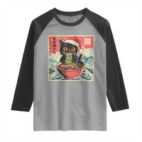 Cat Ramen Christmas Raglan Shirt Japanese Kawaii Retro Cats Manga - Wonder Print Shop