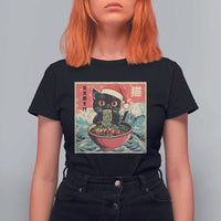 Cat Ramen Christmas T Shirt For Women Japanese Kawaii Retro Cats Manga - Wonder Print Shop