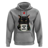 Funny Black Cat Christmas Hoodie Judging You Silently - Wonder Print Shop