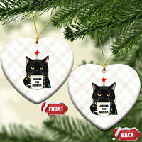 Funny Black Cat Christmas Ceramic Ornament Judging You Silently - Wonder Print Shop