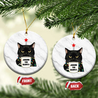 Funny Black Cat Christmas Ceramic Ornament Judging You Silently - Wonder Print Shop