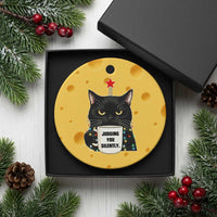 Funny Black Cat Christmas Ceramic Ornament Judging You Silently - Wonder Print Shop