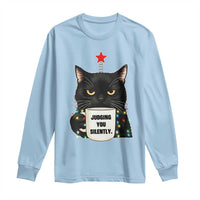 Funny Black Cat Christmas Long Sleeve Shirt Judging You Silently - Wonder Print Shop