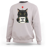 Funny Black Cat Christmas Sweatshirt Judging You Silently - Wonder Print Shop