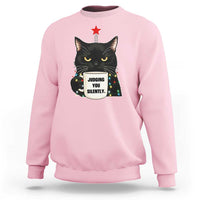 Funny Black Cat Christmas Sweatshirt Judging You Silently - Wonder Print Shop