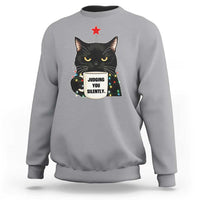 Funny Black Cat Christmas Sweatshirt Judging You Silently - Wonder Print Shop