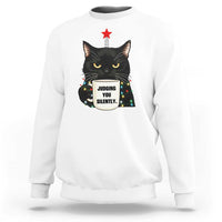 Funny Black Cat Christmas Sweatshirt Judging You Silently - Wonder Print Shop