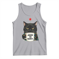 Funny Black Cat Christmas Tank Top Judging You Silently - Wonder Print Shop