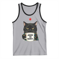 Funny Black Cat Christmas Tank Top Judging You Silently - Wonder Print Shop