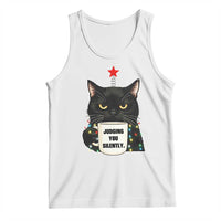 Funny Black Cat Christmas Tank Top Judging You Silently - Wonder Print Shop