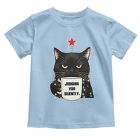 Funny Black Cat Christmas Toddler T Shirt Judging You Silently - Wonder Print Shop